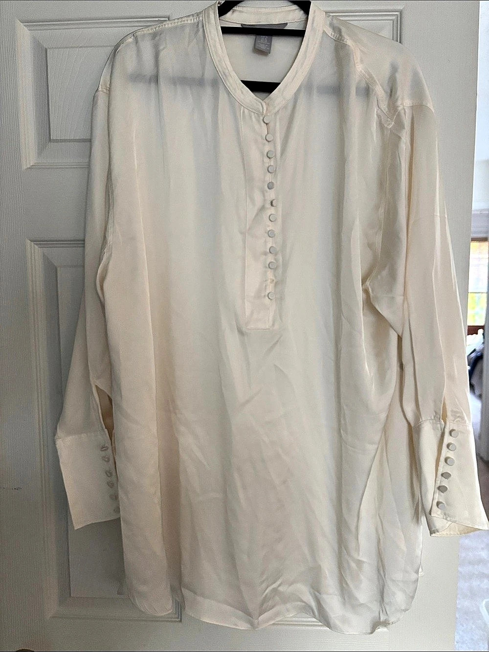 H&M cream satiny blouse  Size XL